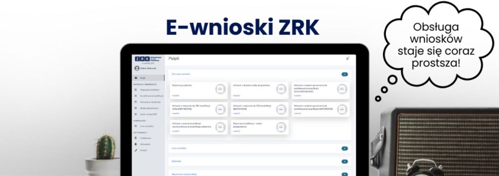 Aplikacja e-wnioski na ekranie laptopa