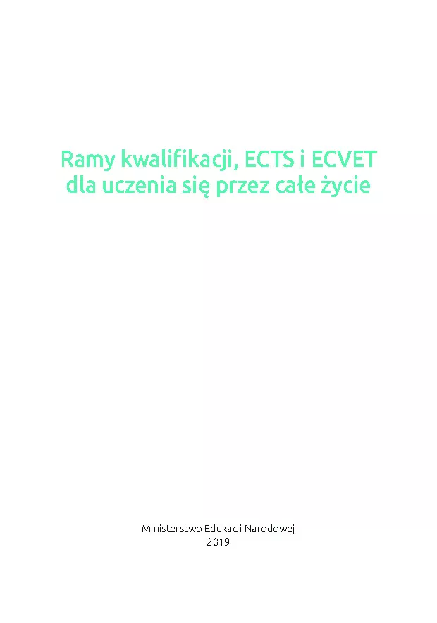 Okładka publikacji Ramy kwalifikacji, ECTS i ECVET dla uczenia się przez całe życie